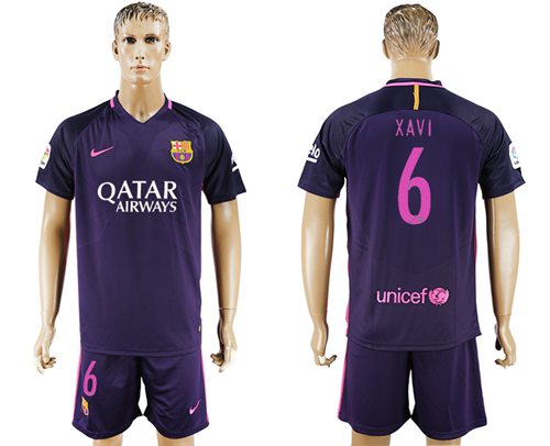 Barcelona 6 Xavi Away Soccer Club Jersey