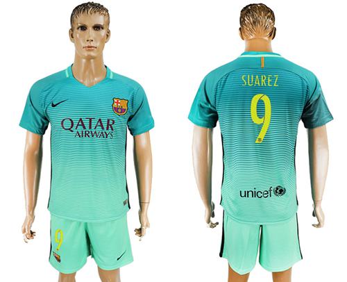 Barcelona 9 Suarez Sec Away Soccer Club Jersey