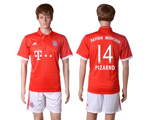 Bayern Munchen 14 Pizarro Home Soccer Club Jersey