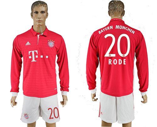 Bayern Munchen 20 Rode Home Long Sleeves Soccer Club Jersey
