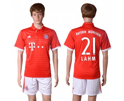 Bayern Munchen 21 Lahm Home Soccer Club Jersey