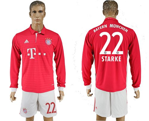 Bayern Munchen 22 Starke Home Long Sleeves Soccer Club Jersey