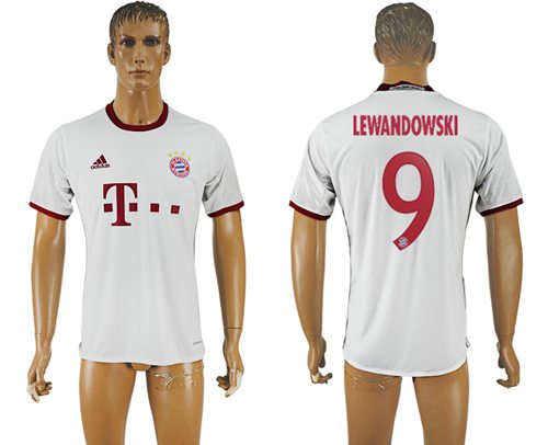 Bayern Munchen 9 Lewandowski White Soccer Club Jersey