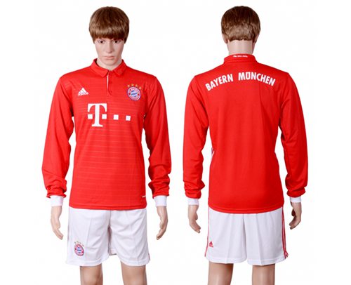 Bayern Munchen Blank Home Long Sleeves Soccer Club Jersey