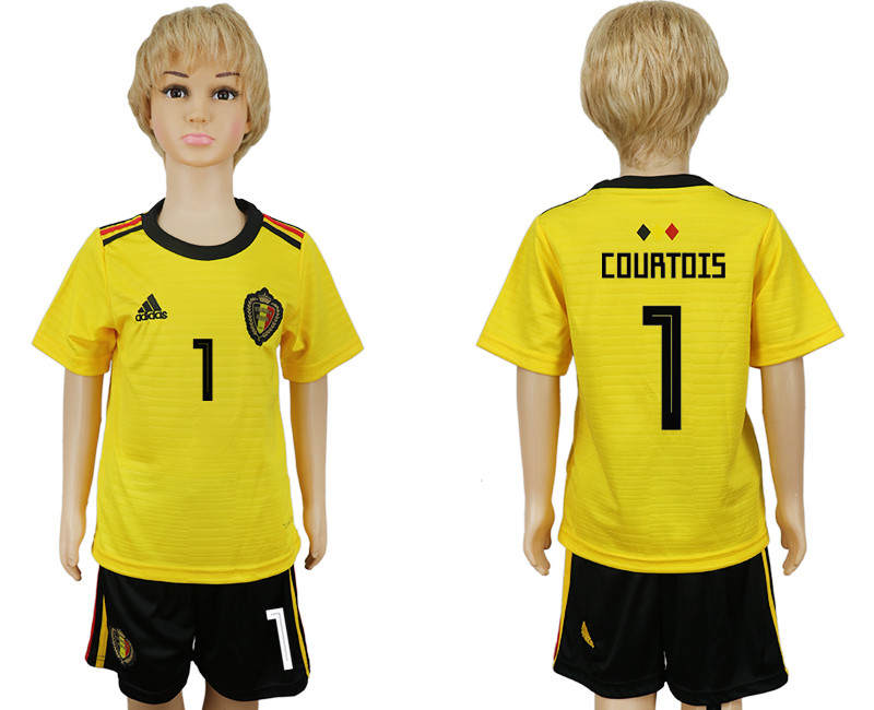 Belgium 1 COURTOIS Away Youth 2018 FIFA World Cup Soccer Jersey