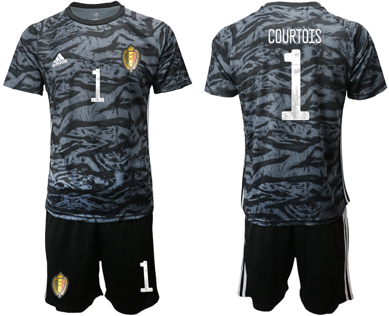 Belgium 1 COURTOIS Black Goalkeeper UEFA Euro 2020 Soccer Jersey