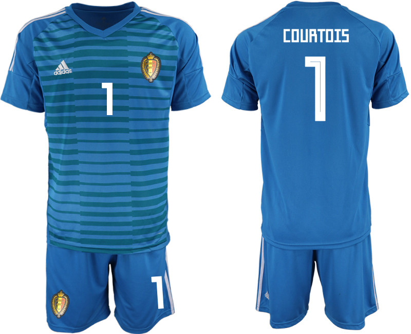 Belgium 1 COURTOIS Blue 2018 FIFA World Cup Goalkeeper Soccer Jersey