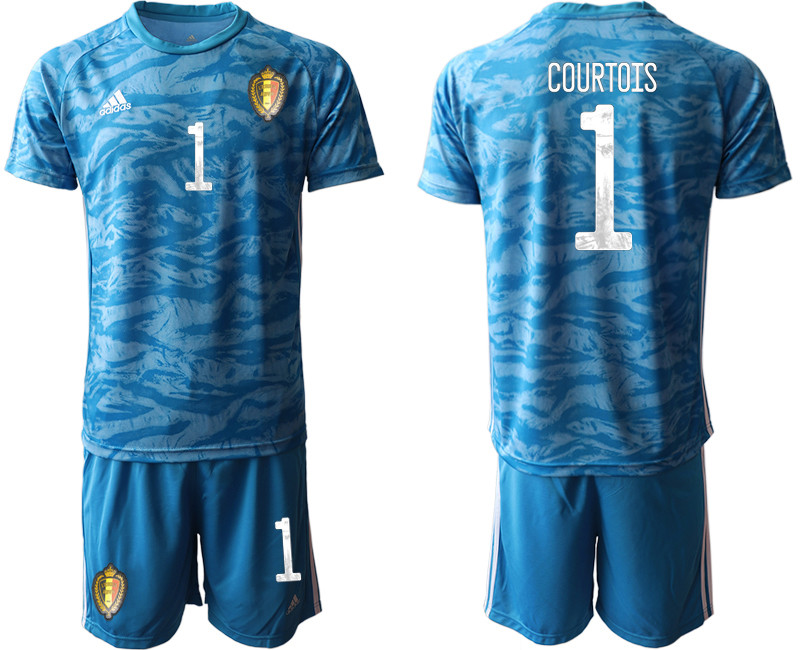 Belgium 1 COURTOIS Blue Goalkeeper UEFA Euro 2020 Soccer Jersey