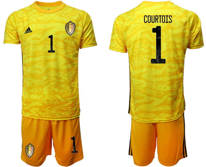 Belgium 1 COURTOIS Yellow Goalkeeper UEFA Euro 2020 Soccer Jersey