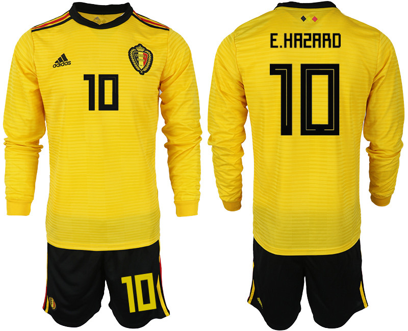 Belgium 10 E.HAZARD Away 2018 FIFA World Cup Long Sleeve Soccer Jersey