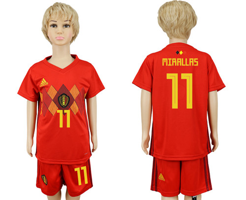 Belgium 11 MIRALLAS Home Youth 2018 FIFA World Cup Soccer Jersey