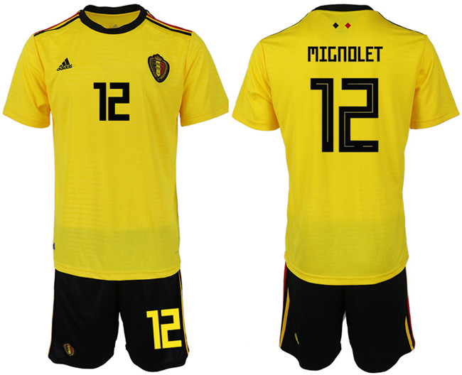 Belgium 12 MIGNOLET Away 2018 FIFA World Cup Soccer Jersey