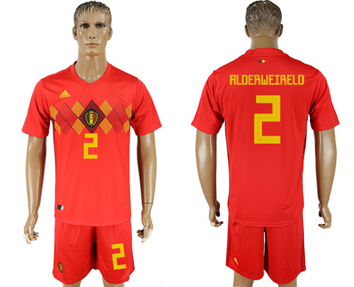 Belgium 2 ALDERWEIRELD Home 2018 FIFA World Cup Soccer Jersey