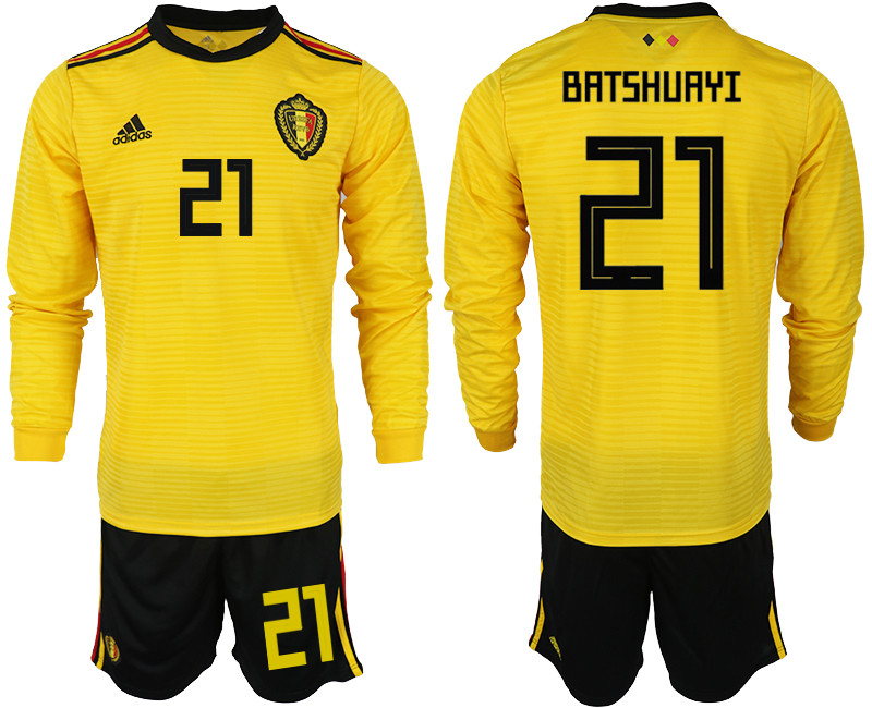 Belgium 21 BATSHUAYI Away 2018 FIFA World Cup Long Sleeve Soccer Jersey