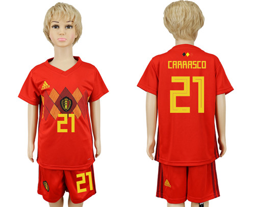 Belgium 21 CARRASCO Home Youth 2018 FIFA World Cup Soccer Jersey