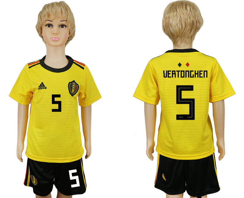 Belgium 5 VERTONGHEN Away Youth 2018 FIFA World Cup Soccer Jersey