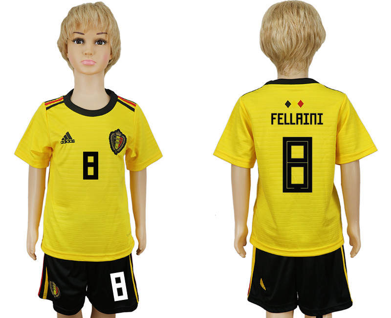 Belgium 8 FELLAINI Away Youth 2018 FIFA World Cup Soccer Jersey