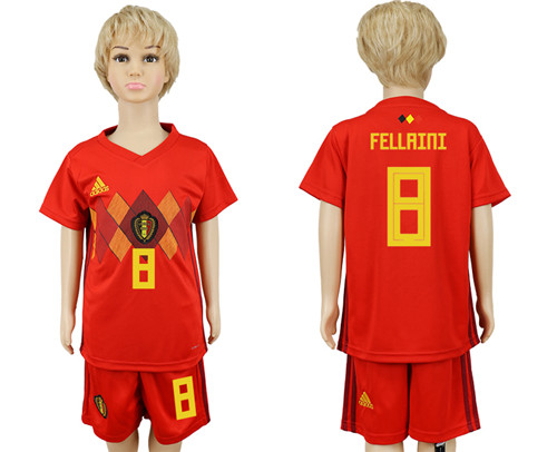 Belgium 8 FELLAINI Home Youth 2018 FIFA World Cup Soccer Jersey