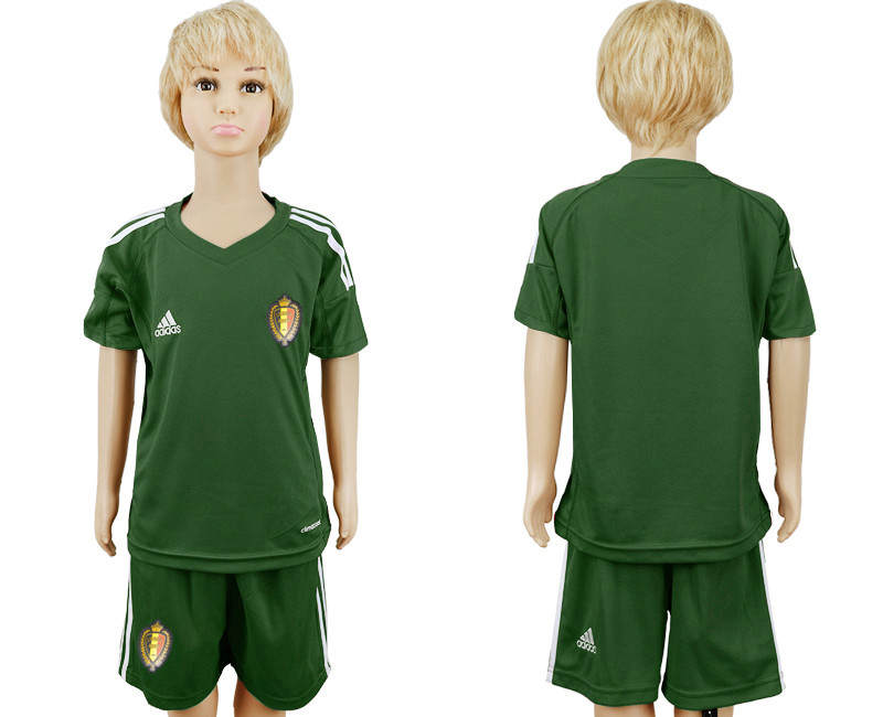 Belgium Army Green Goalkeeper Youth 2018 FIFA World Cup Soccer Jersey