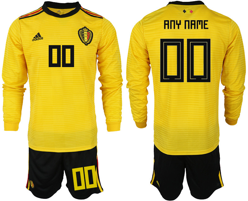 Belgium Customized Away 2018 FIFA World Cup Long Sleeve Soccer Jersey