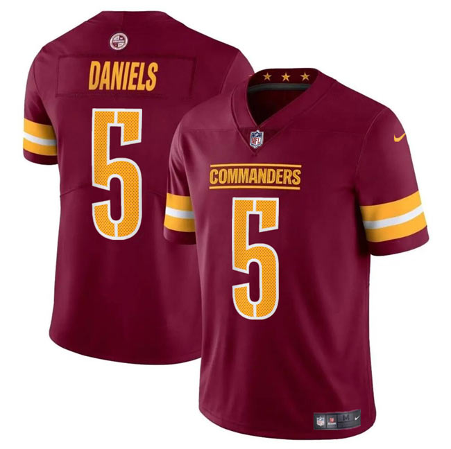 Big Size Men's Washington Commanders 5 Jayden Daniels Burgundy 2024 Draft Vapor Limited Football Stitched Jersey
