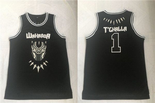 Black Panther Wakanda 1 T'Challa Black Stitched Movie Basketball Jersey