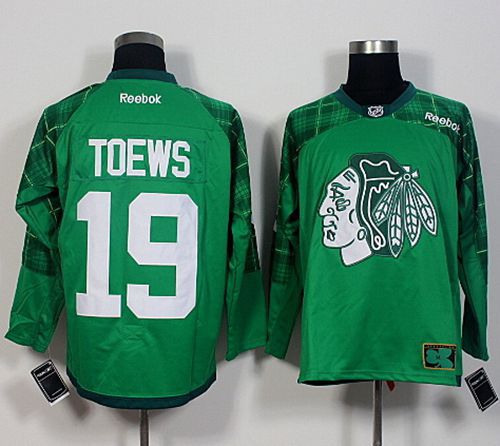 Blackhawks 19 Jonathan Toews Green St Patricks Day New Stitched NHL Jersey