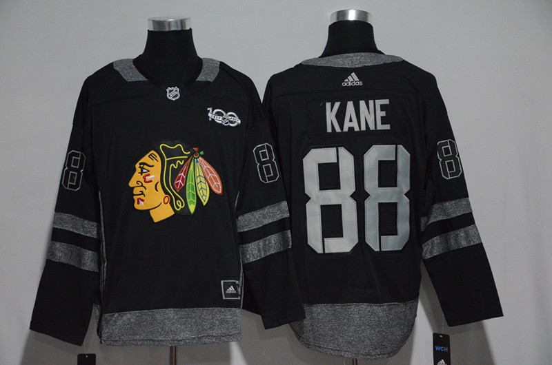 Blackhawks 88 Patrick Kane Black 100th Anniversary Season Jersey