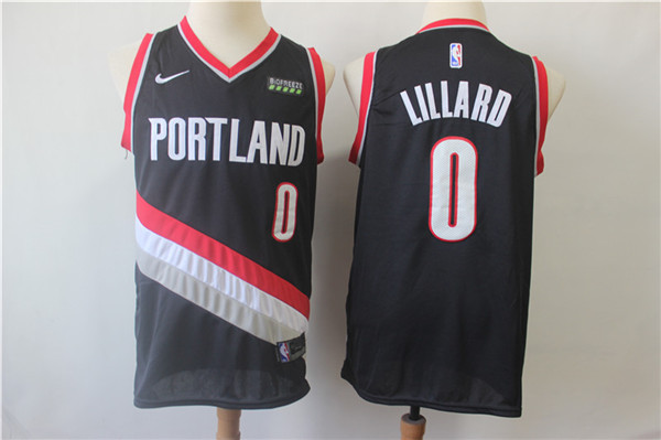 Blazers 0 Damian Lillard Black Swingman Jersey