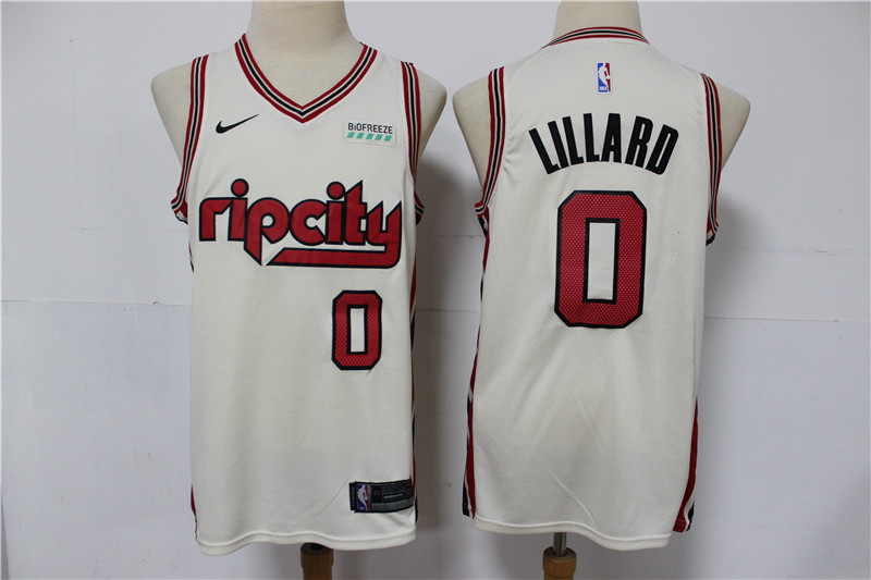 Blazers 0 Damian Lillard Cream 2019 20 Nike Swingman Jersey