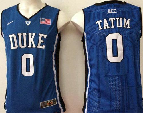 Blue Devils 0 Jayson Tatum Blue Basketball Elite V Neck Stitched NCAA Jersey