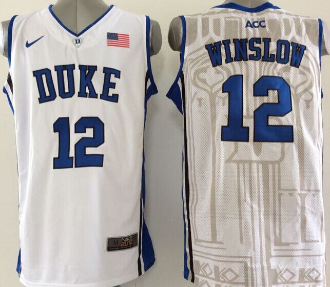 Blue Devils 12 Justise Winslow White Basketball Elite V Neck Stitched NCAA Jersey