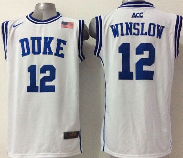 Blue Devils 12 Justise Winslow White Basketball Stitched NCAA Jersey