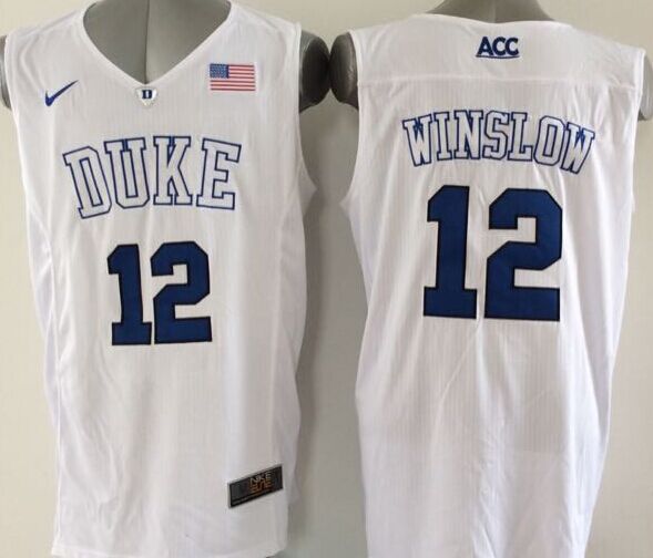 Blue Devils 12 Justise Winslow White Basketball Stitched NCAA Jerseys