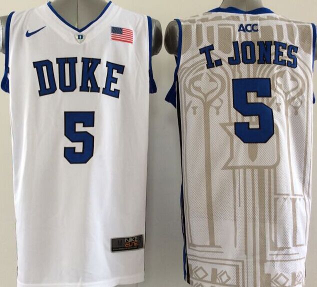 Blue Devils 5 Tyus Jones White Basketball Elite V Neck Stitched NCAA Jersey