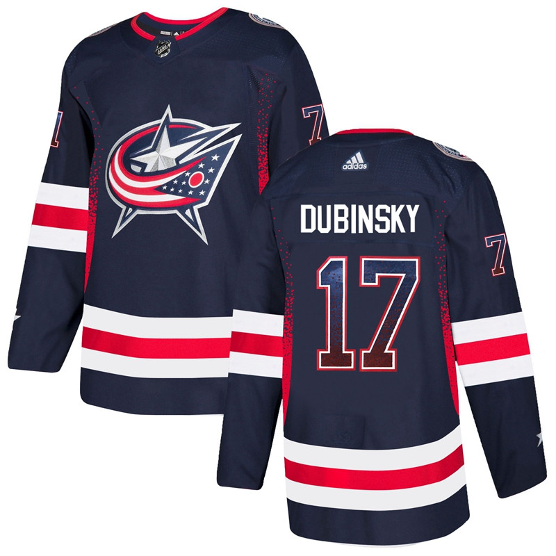 Blue Jackets 17 Brandon Dubinsky Navy Drift Fashion  Jersey