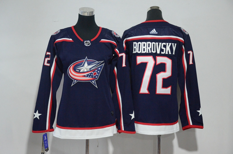 Blue Jackets 72 Sergei Bobrovsky Navy Women  Jersey