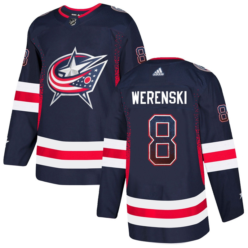 Blue Jackets 8 Zach Werenski Navy Drift Fashion  Jersey