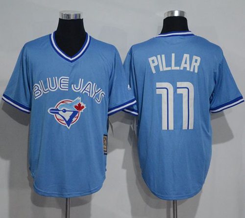 Blue Jays 11 Kevin Pillar Light Blue Cooperstown Throwback Stitched MLB Jersey