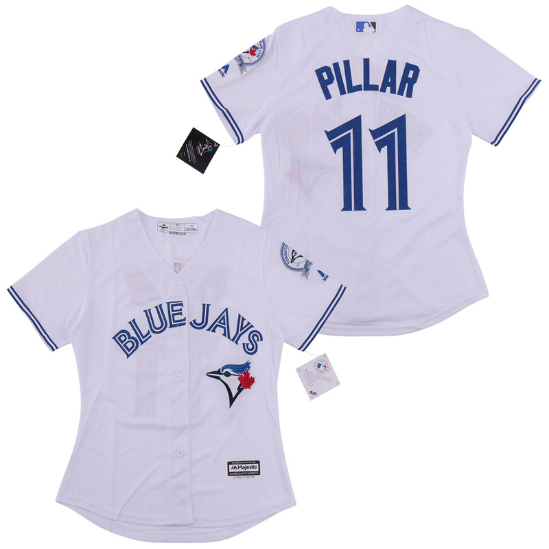 Blue Jays 11 Kevin Pillar White Women Cool Base Jersey