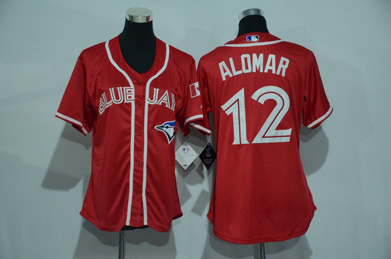 Blue Jays 12 Roberto Alomar Red Women Alternate Cool Base Jersey