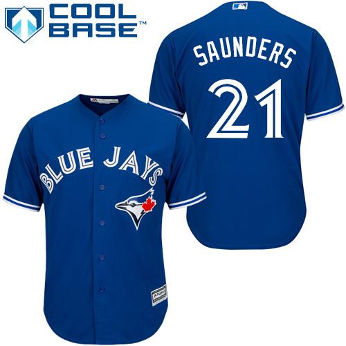 Blue Jays 21 Michael Saunders Blue Cool Base Stitched Youth MLB Jersey
