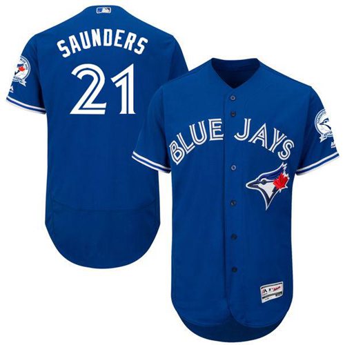 Blue Jays 21 Michael Saunders Blue Flexbase Authentic Collection Stitched MLB Jersey