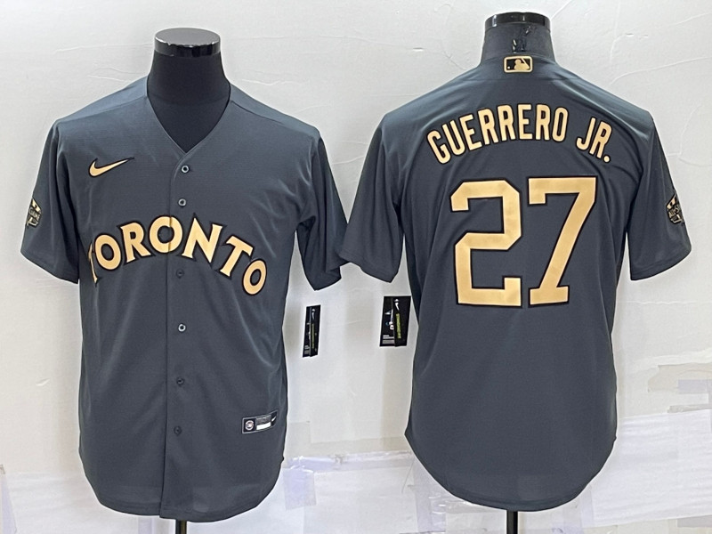 Blue Jays 27 Vladimir Guerrero Jr. Charcoal Nike 2022 MLB All Star Cool Base Jersey