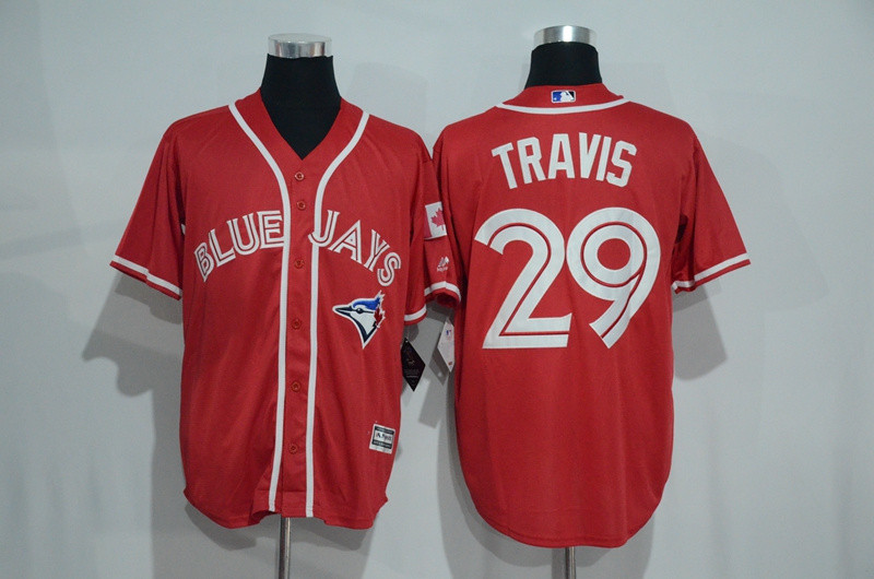 Blue Jays 29  Devon Travis Red Alternate Cool Base Jersey