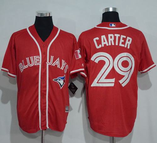 Blue Jays 29 Joe Carter Red New Cool Base Canada Day Stitched MLB Jersey
