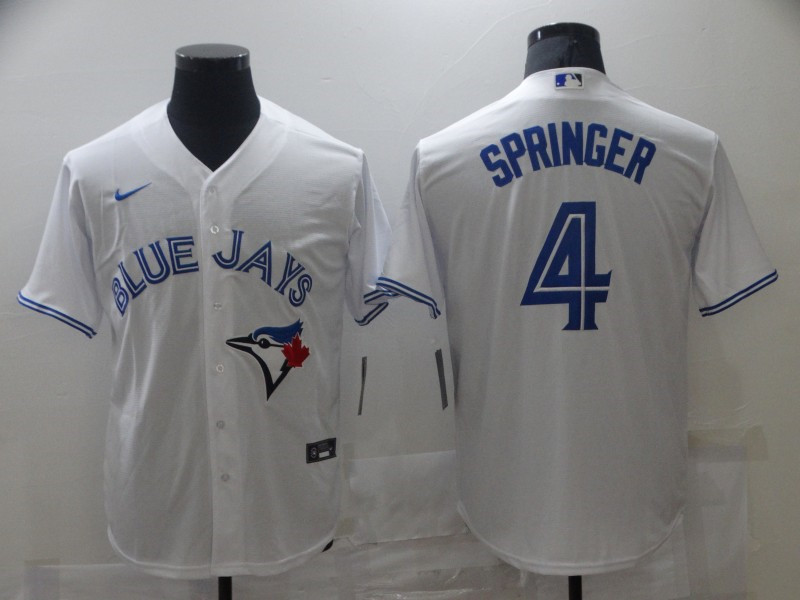 Blue Jays 4 George Springer White 2020 Nike Cool Base Jersey