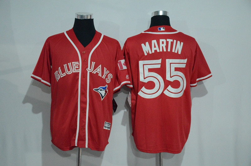Blue Jays 55 Russell Martin Red Alternate Cool Base Jersey