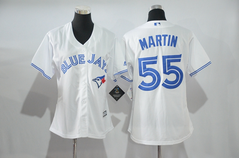 Blue Jays 55 Russell Martin White Canada Day Women Stitched MLB Jersey