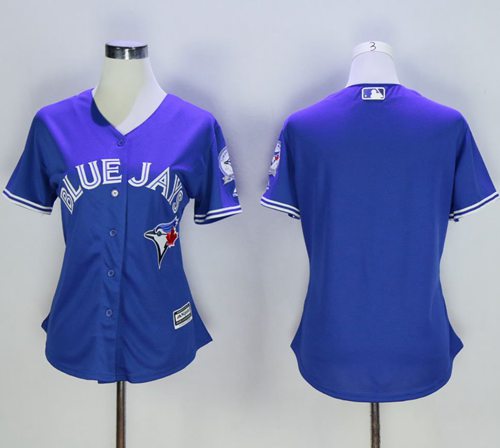 Blue Jays Blank Blue Alternate 40th Anniversary Women Stitched MLB Jersey